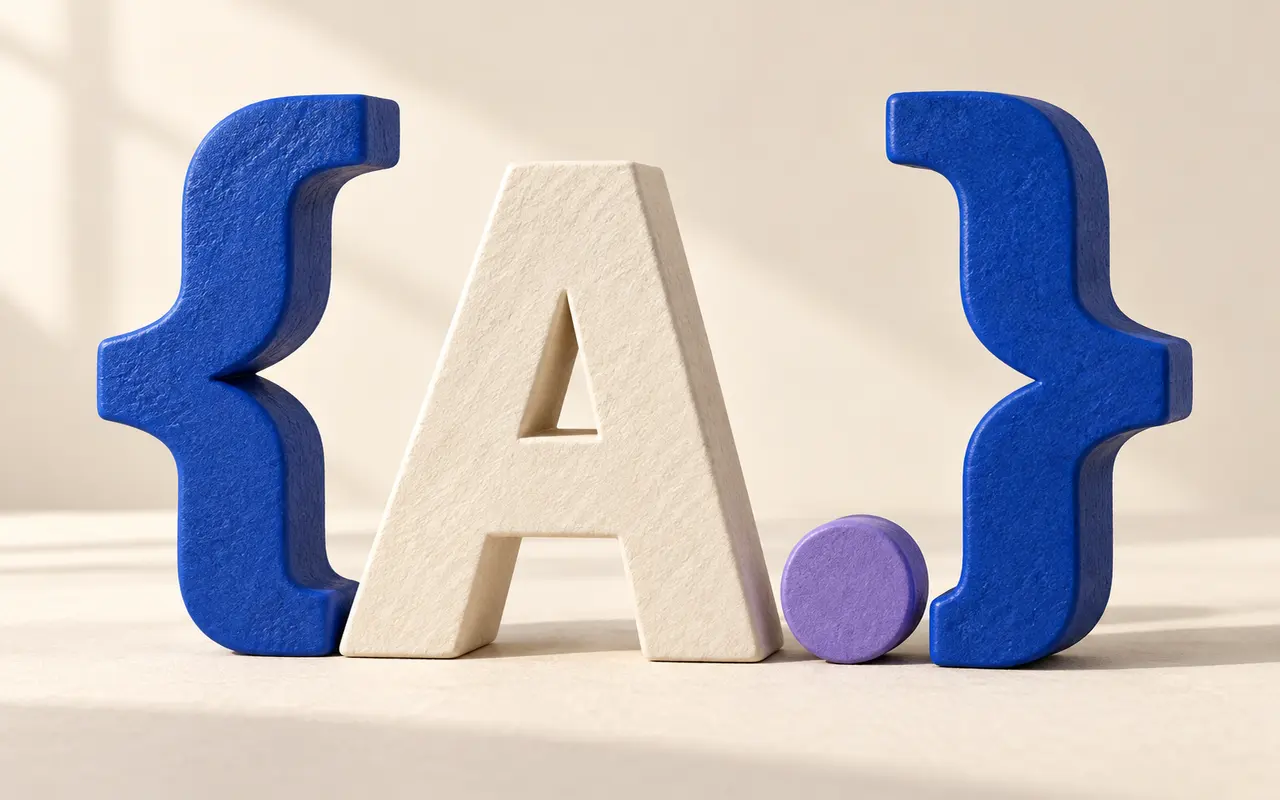 Sculptural letter forms in cobalt blue and cream